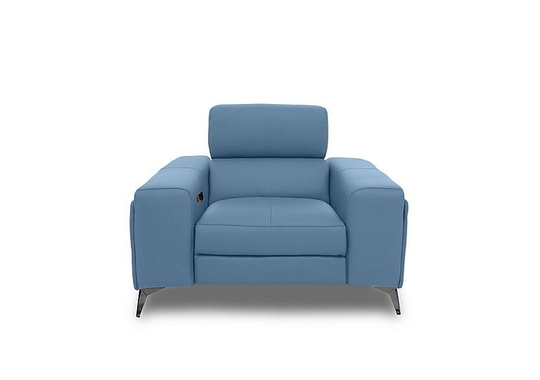 Action Leather Power Recliner Armchair with Power Storage Arm - Blu