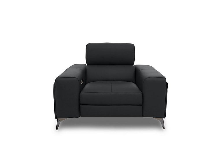 Action Leather Power Recliner Armchair with Power Storage Arm - Natural Black Mica