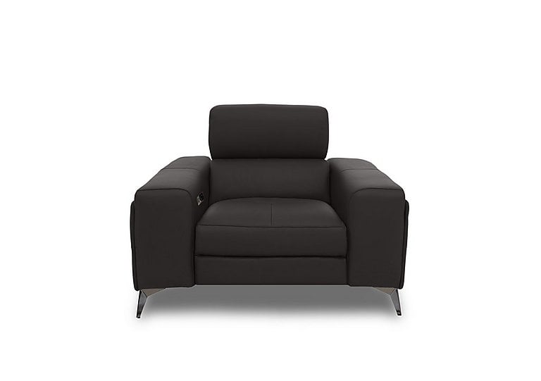 Action Leather Power Recliner Armchair with Power Storage Arm - Starry Grey