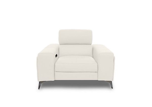 Action Leather Power Recliner Armchair with Power Storage Arm  White | Bed Sava