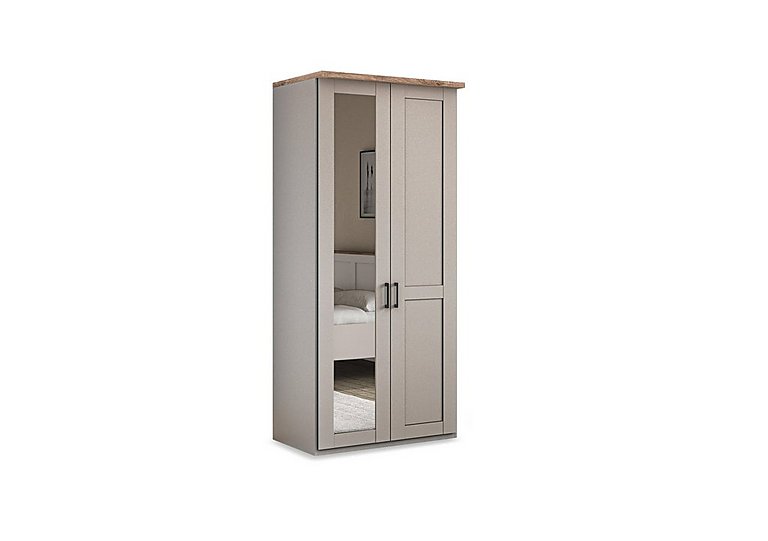 Wiemann - Adeline 2 Door Hinged Wardrobe With Left Hand Mirror - Pebble Grey