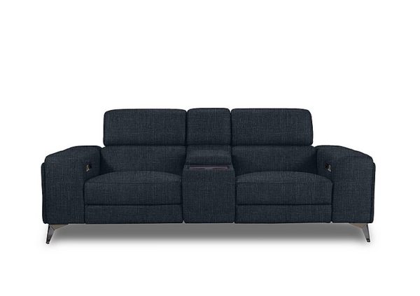 Action Fabric 3 Seater Power Recliner Media Sofa  Black Mica | Bed Sava