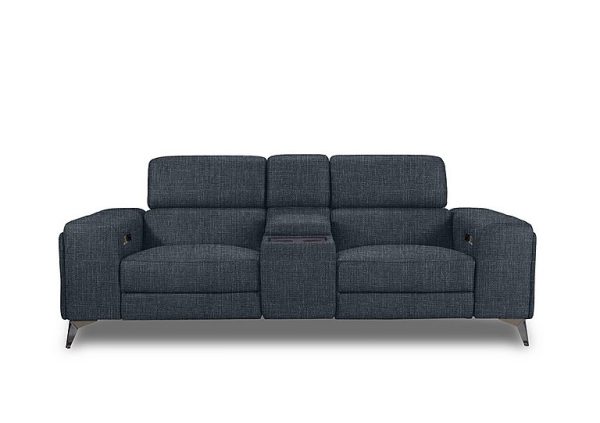 Action Fabric 3 Seater Power Recliner Media Sofa  Halifax Charcoal | Bed Sava