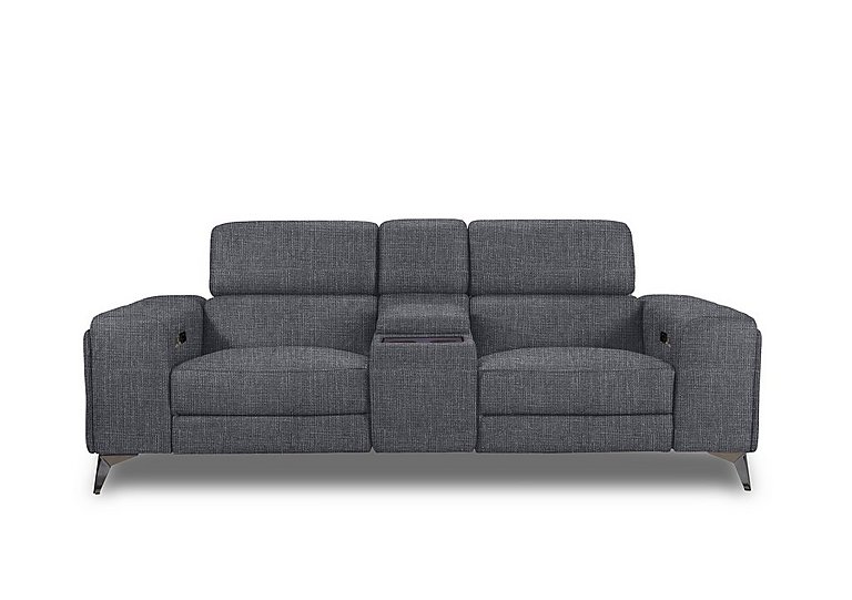Action Fabric 3 Seater Power Recliner Media Sofa - Halifax Gunmetal