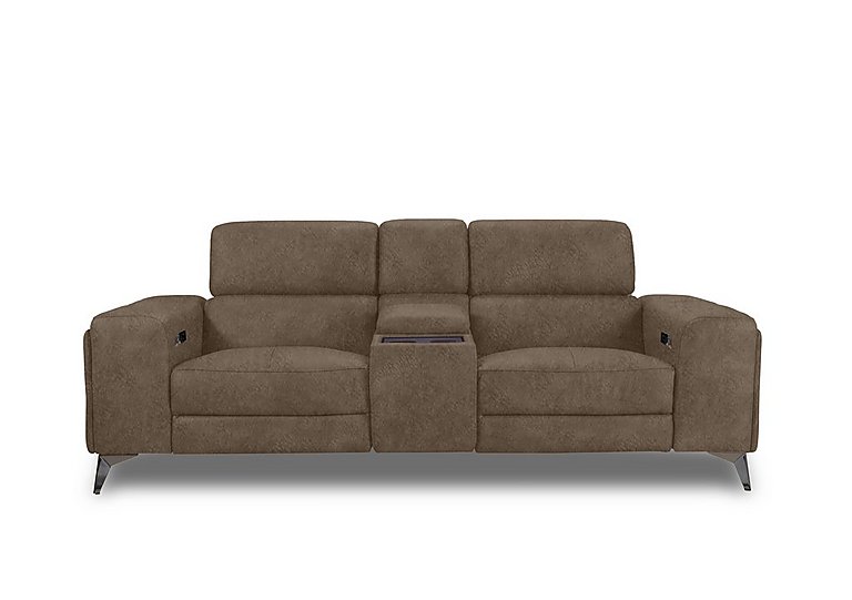 Action Fabric 3 Seater Power Recliner Media Sofa - Classic Brown