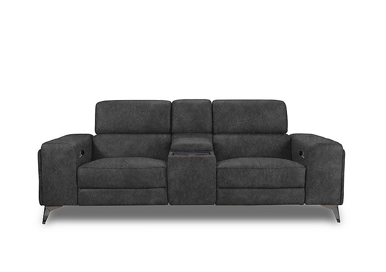 Action Fabric 3 Seater Power Recliner Media Sofa - Marble Dark Grey