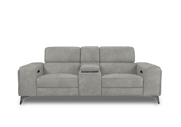 Action Fabric 3 Seater Power Recliner Media Sofa - Marble Light Grey