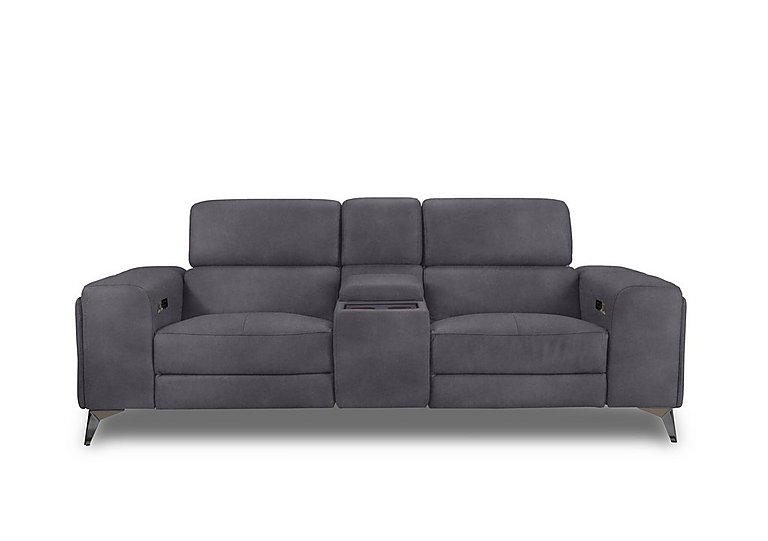 Action Fabric 3 Seater Power Recliner Media Sofa - Nappa Grey