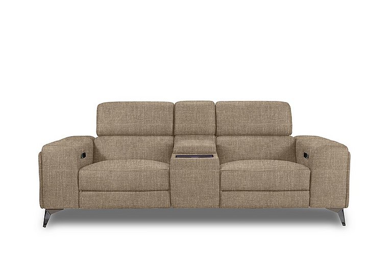 Action Fabric 3 Seater Power Recliner Media Sofa - Weave Cocoa