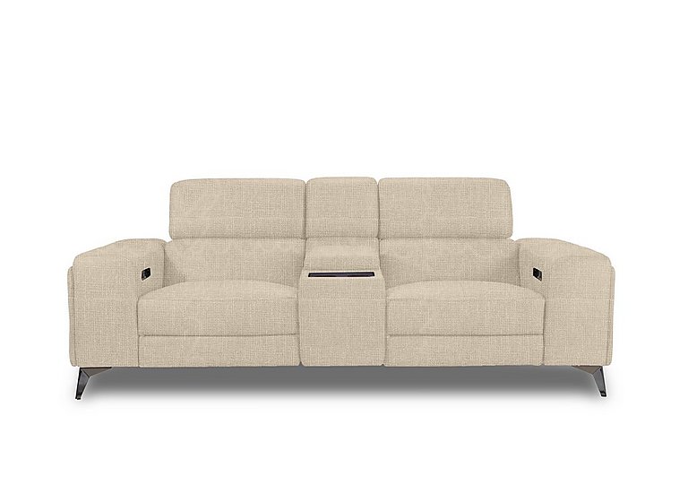 Action Fabric 3 Seater Power Recliner Media Sofa - Weave Oatmeal