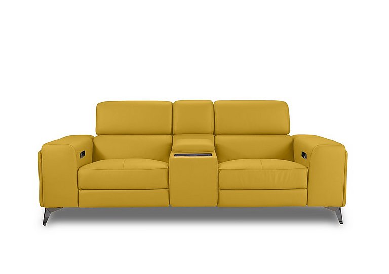 Action Leather 3 Seater Power Recliner Media Sofa - Giallo