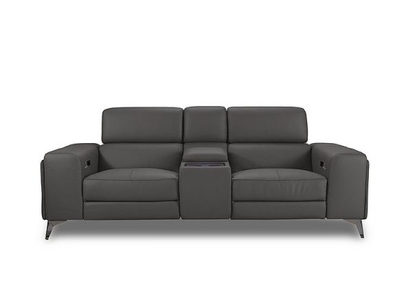 Action Leather 3 Seater Power Recliner Media Sofa  Grey | Bed Sava