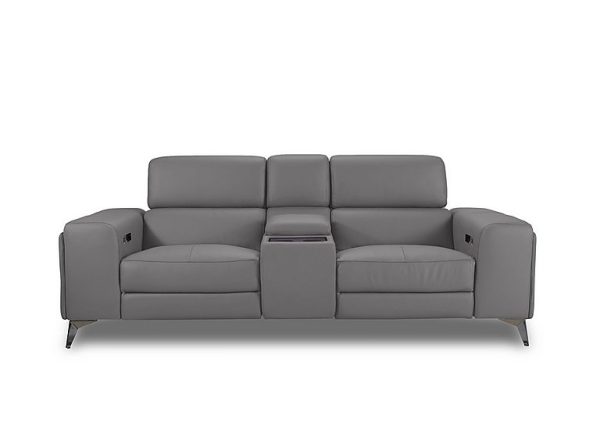 Action Leather 3 Seater Power Recliner Media Sofa  Natural Ash | Bed Sava