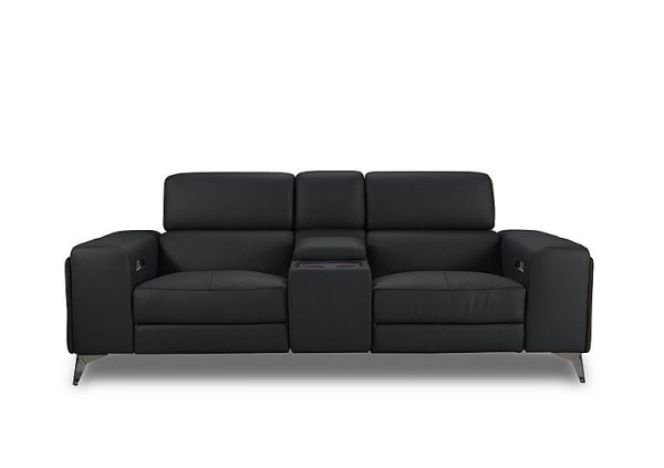 Action Leather 3 Seater Power Recliner Media Sofa  Natural Black Mica | Bed Sava