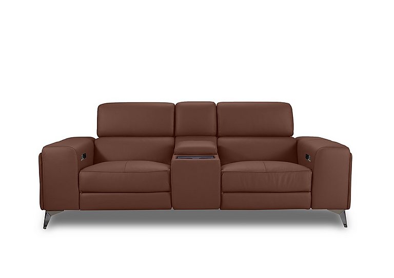 Action Leather 3 Seater Power Recliner Media Sofa - Natural Redmaple