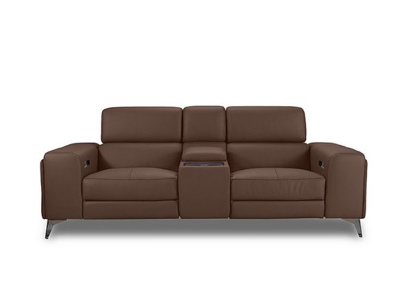 Action Leather 3 Seater Power Recliner Media Sofa  Roast | Bed Sava