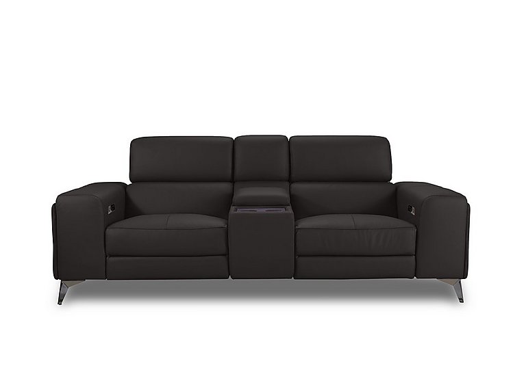 Action Leather 3 Seater Power Recliner Media Sofa - Starry Grey