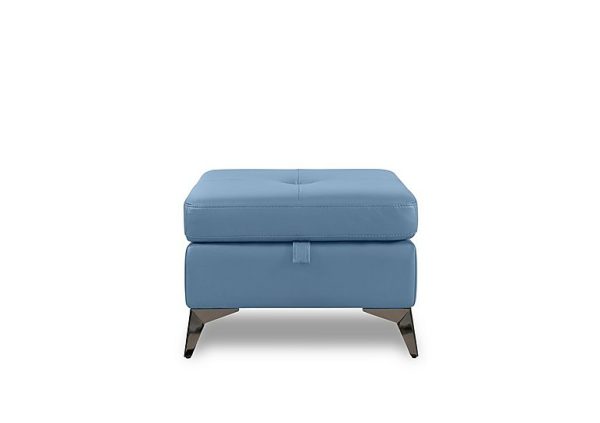 Action Leather Storage Footstool  Blu | Bed Sava