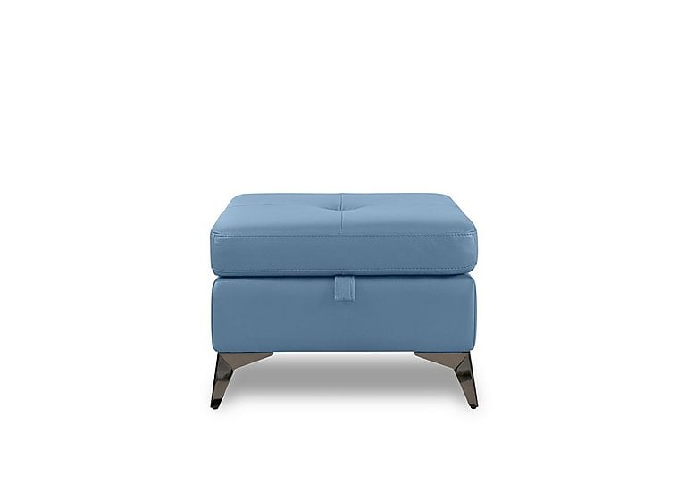 Action Leather Storage Footstool - Blu