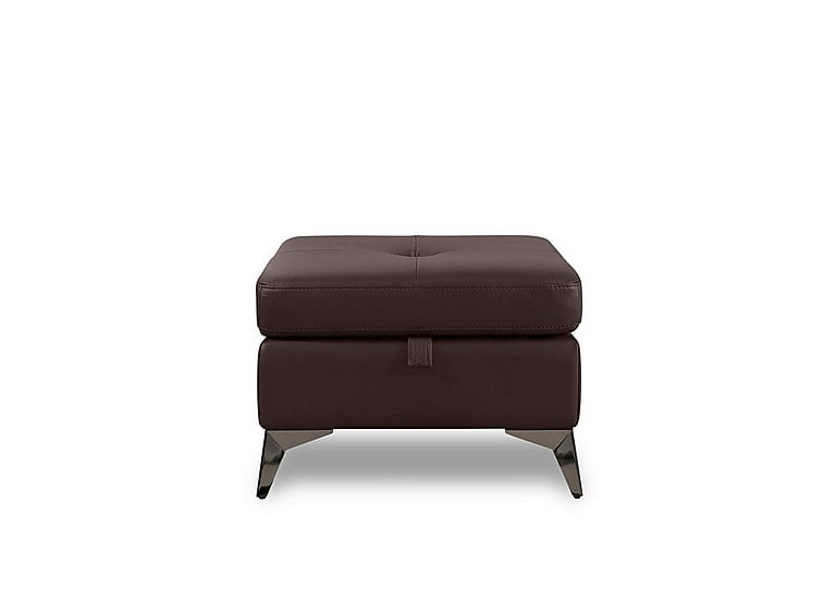 Action Leather Storage Footstool - Burgundy