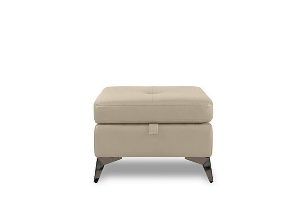 Action Leather Storage Footstool  Dacota Pebble | Bed Sava