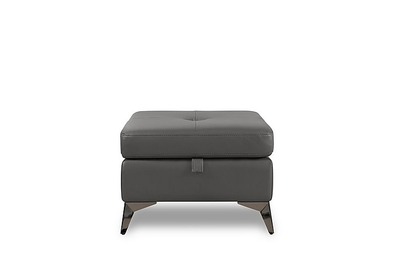 Action Leather Storage Footstool - Grey