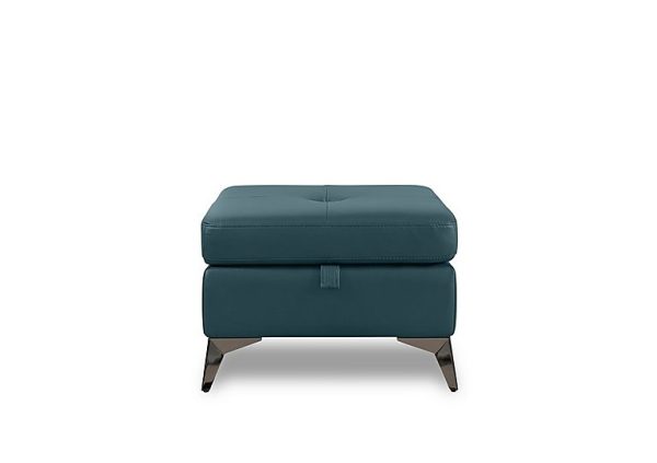 Action Leather Storage Footstool  Midnight Jade | Bed Sava