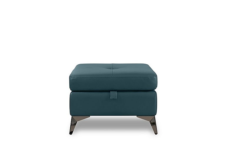 Action Leather Storage Footstool - Midnight Jade