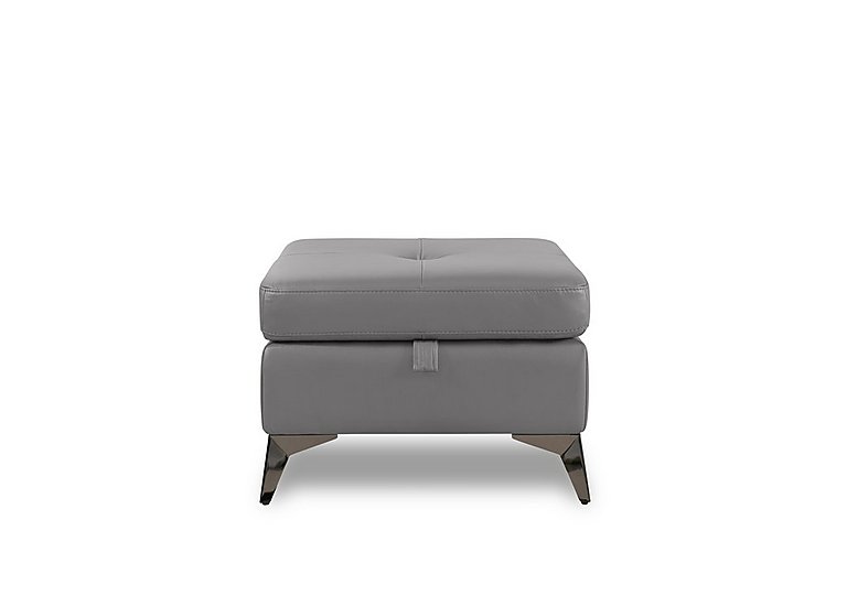 Action Leather Storage Footstool - Natural Ash