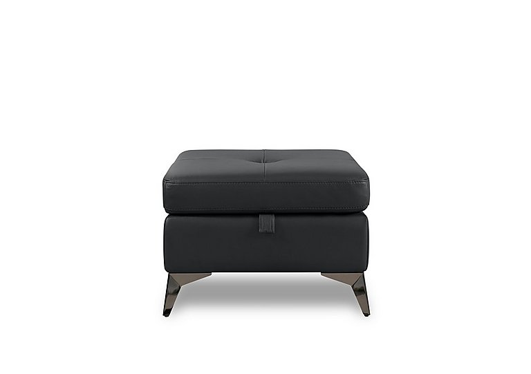 Action Leather Storage Footstool - Natural Black Mica
