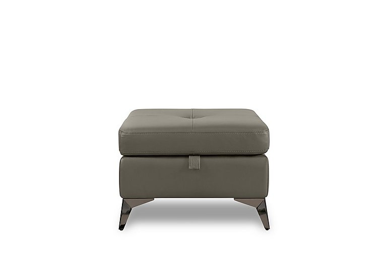 Action Leather Storage Footstool - Natural Olive