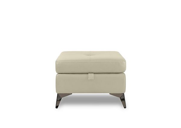 Action Leather Storage Footstool  Natural Sand | Bed Sava