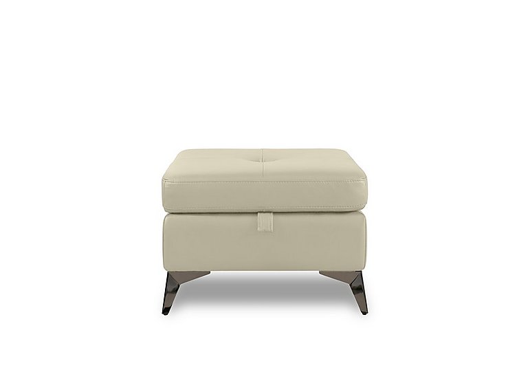 Action Leather Storage Footstool - Natural Sand