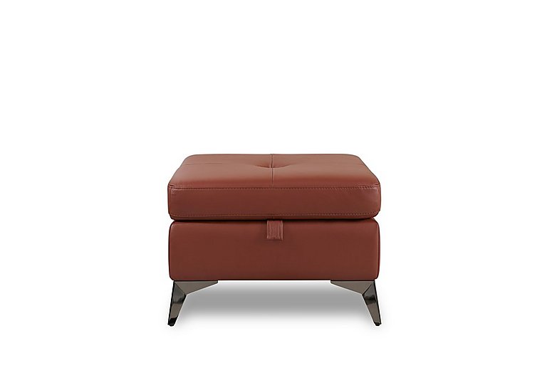 Action Leather Storage Footstool - Red Maple