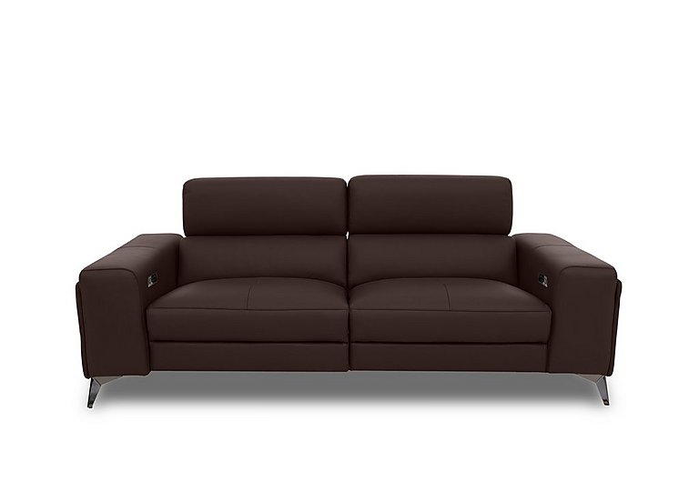 Action Leather 3 Seater Power Recliner Sofa with Power Storage Arms  Burgundy | Bed Sava