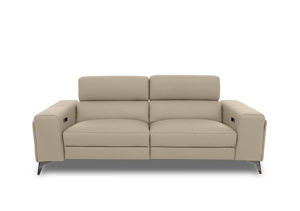 Action Leather 3 Seater Power Recliner Sofa with Power Storage Arms  Dacota Pebble | Bed Sava