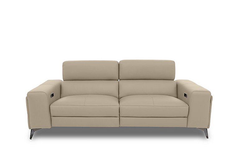 Action Leather 3 Seater Power Recliner Sofa with Power Storage Arms  Dacota Pebble | Bed Sava