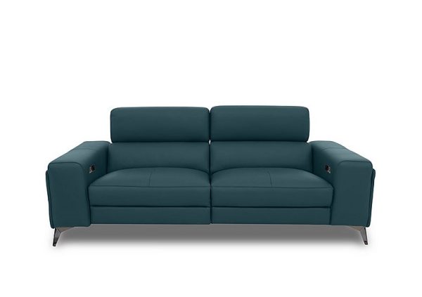 Action Leather 3 Seater Power Recliner Sofa with Power Storage Arms  Midnight Jade | Bed Sava