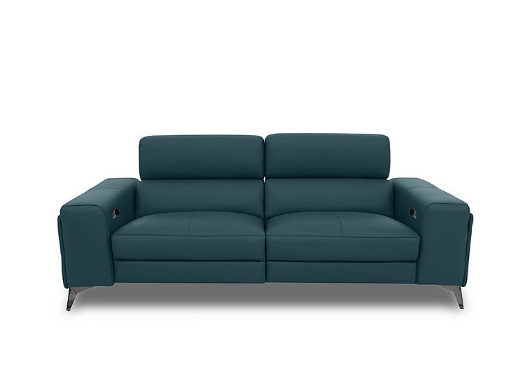 Action Leather 3 Seater Power Recliner Sofa with Power Storage Arms  Midnight Jade | Bed Sava