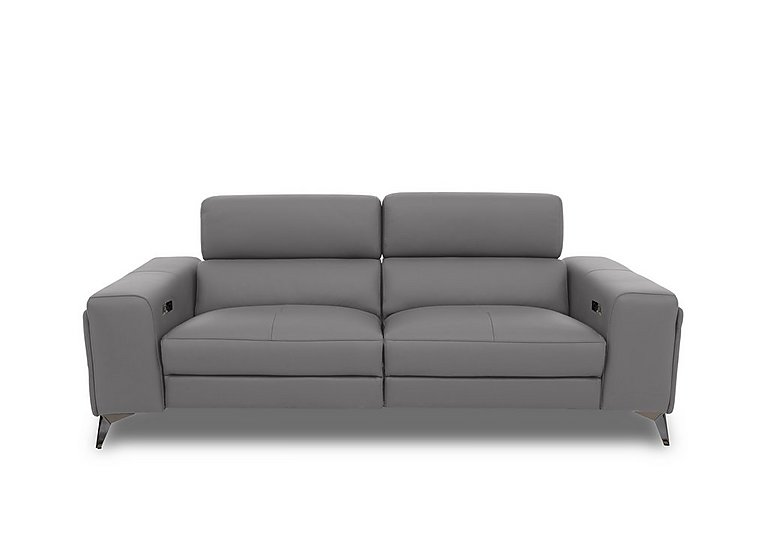 Action Leather 3 Seater Power Recliner Sofa with Power Storage Arms  Natural Ash | Bed Sava
