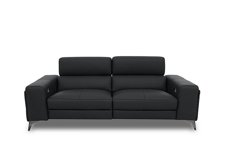 Action Leather 3 Seater Power Recliner Sofa with Power Storage Arms  Natural Black Mica | Bed Sava