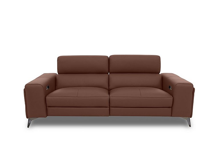 Action Leather 3 Seater Power Recliner Sofa with Power Storage Arms  Natural Redmaple | Bed Sava