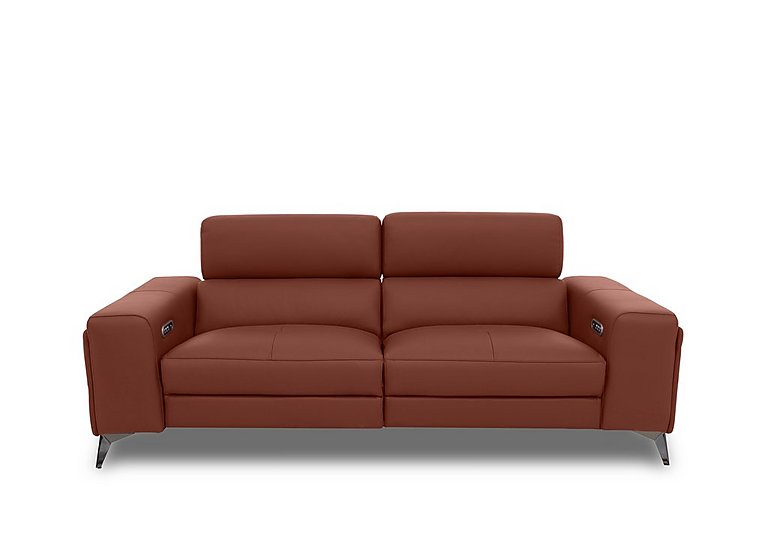 Action Leather 3 Seater Power Recliner Sofa with Power Storage Arms  Red Maple | Bed Sava