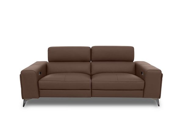 Action Leather 3 Seater Power Recliner Sofa with Power Storage Arms  Roast | Bed Sava