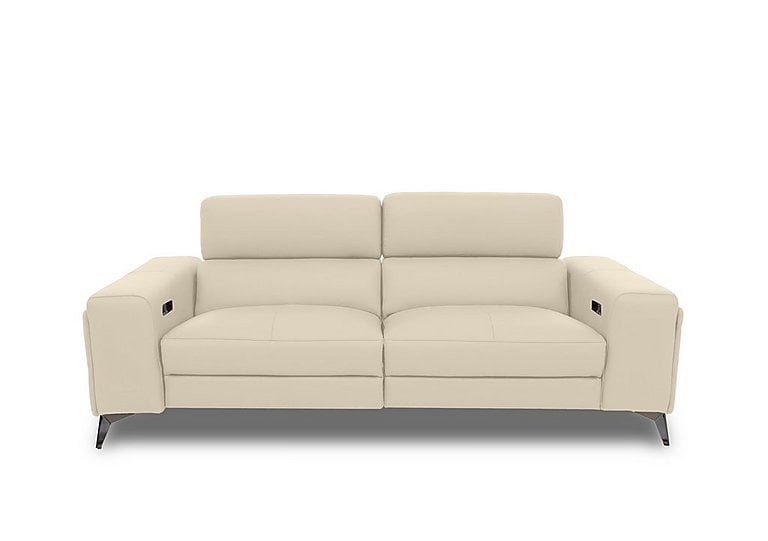 Action Leather 3 Seater Power Recliner Sofa with Power Storage Arms - Stone