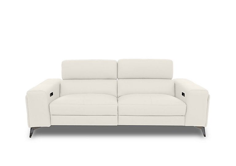 Action Leather 3 Seater Power Recliner Sofa with Power Storage Arms - White