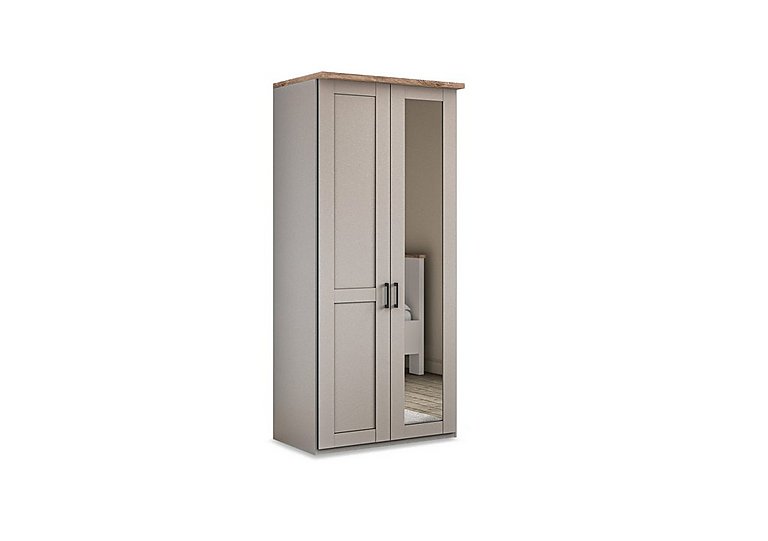 Wiemann - Adeline 2 Door Hinged Wardrobe with Right Hand Mirror - Pebble Grey