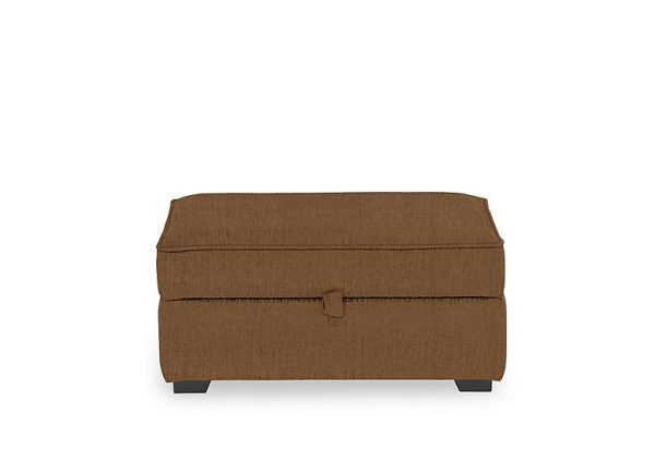 Abberton Large Storage Footstool in Plain Fabric  Caramel Thaxted Chenille Plain | Bed Sava