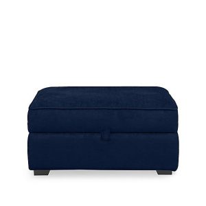 Abberton Large Storage Footstool in Plain Fabric  Indigo Ashton Chenille Plain | Bed Sava