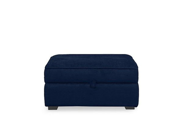 Abberton Large Storage Footstool in Plain Fabric  Indigo Ashton Chenille Plain | Bed Sava